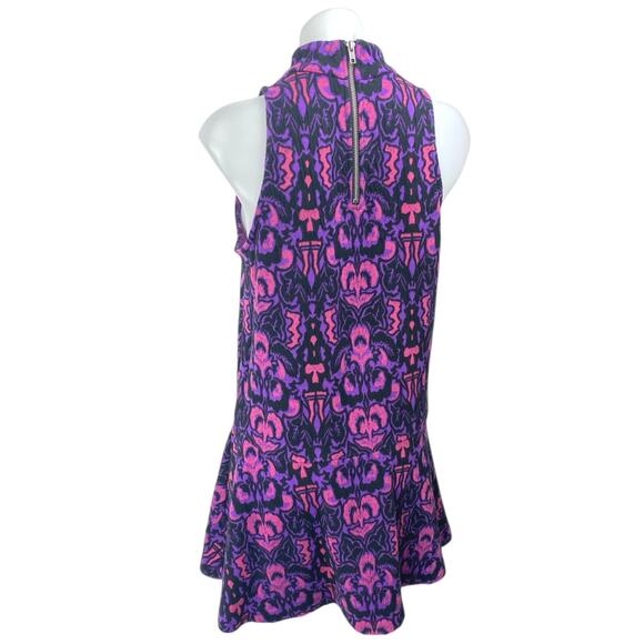 Free People Amelia Purple Wool Aztec Knit Sleeveless Mock Neck Mini Tank Dress S - Picture 2 of 5